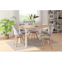 Table Livia – Chêne doré & blanc scandinave extensible