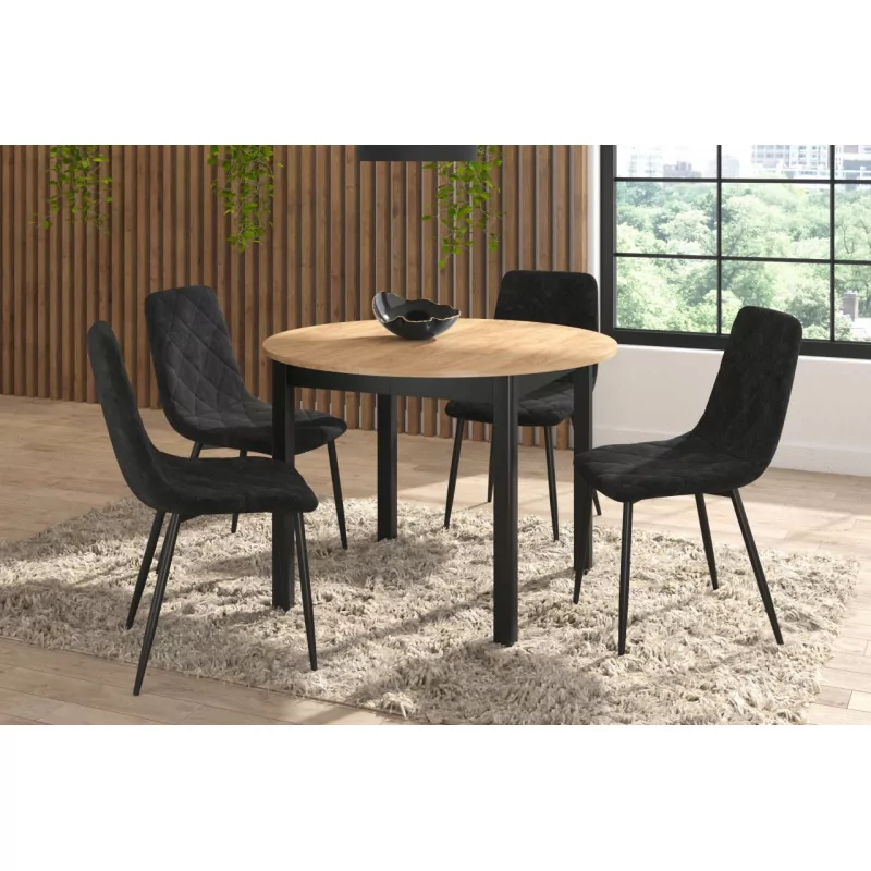 Table Livia – Chêne doré & noir extensible Golddeco