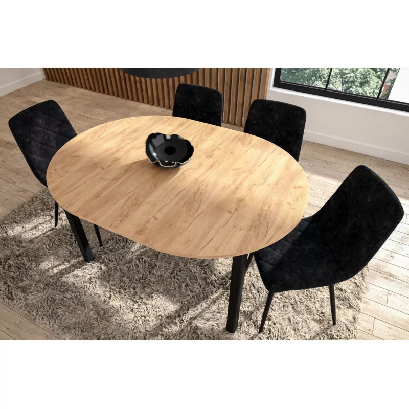 Table Livia – Chêne doré & noir extensible Golddeco