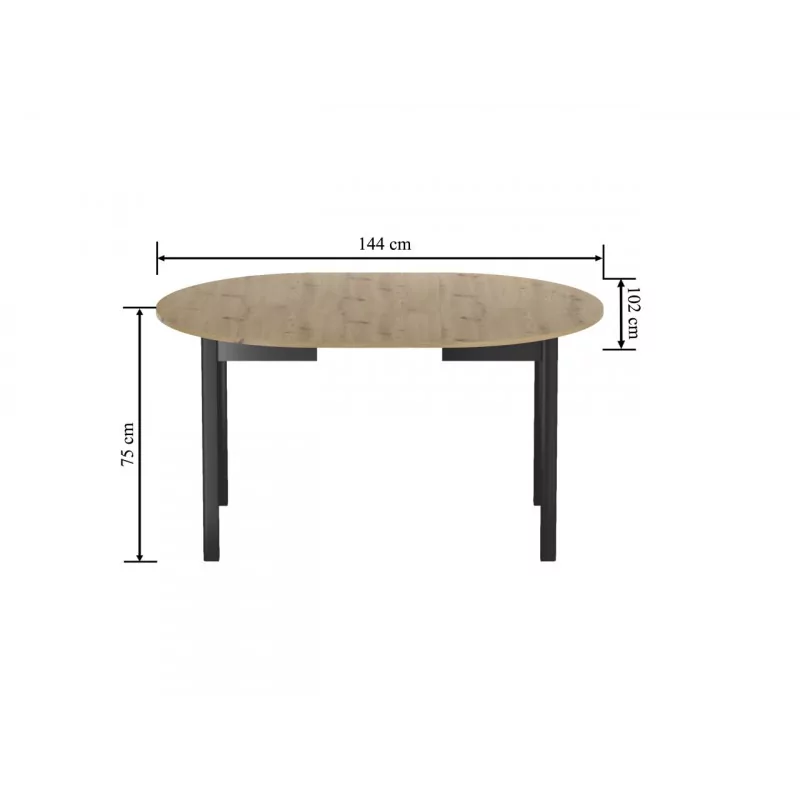 Table Livia – Chêne artisanal & noir extensible