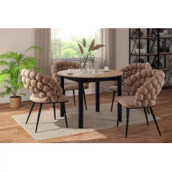Table Livia – Chêne artisanal & noir extensible