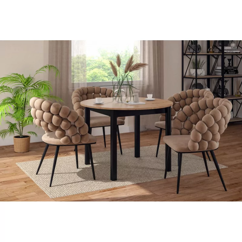 Table Livia – Chêne artisanal & noir extensible