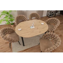 Table Livia – Chêne artisanal & noir extensible