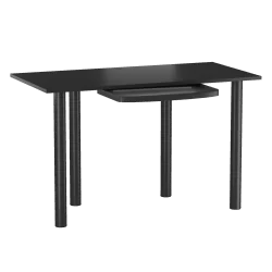 Bureau noir avec tablette coulissante – structure métal robuste