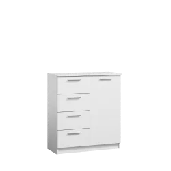 Commode BLANCHE 1 porte & 4 tiroirs – Rangement élégant et pratique | Golddeco