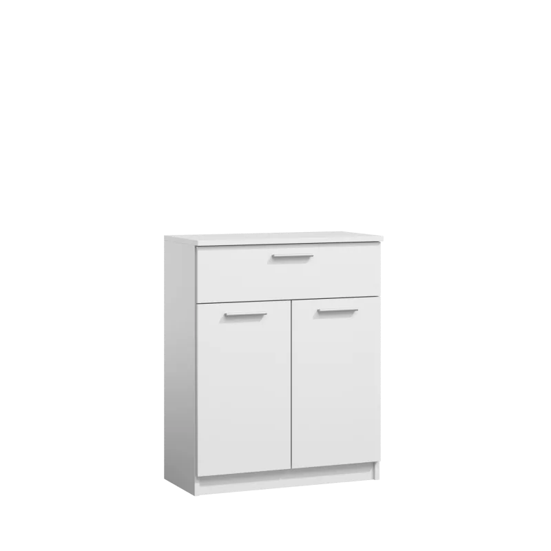 Commode BLANCHE 2 portes & 1 tiroir – Meuble de rangement moderne | Golddeco