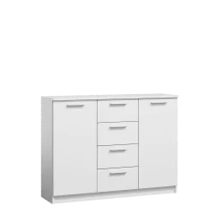 Buffet BLANC 2 portes & 4 tiroirs – Meuble de rangement moderne | Golddeco