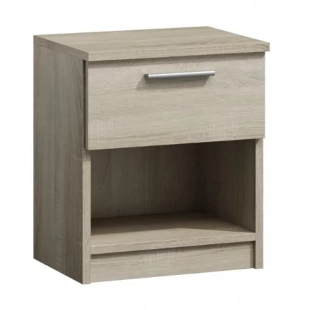 Table de chevet aspect chêne Sonoma avec tiroir et niche – Style naturel | Golddeco