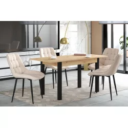 Table Nora – Chêne artisanal & noir extensible