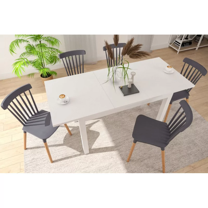 Table Nora – Blanc mat extensible Golddeco