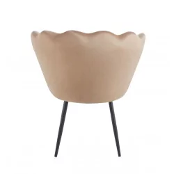 Chaise Coquillage en velours cappuccino – Pieds noirs | Golddeco