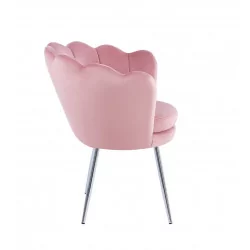 Chaise Coquillage en velours rose – Pieds chromés | Golddeco