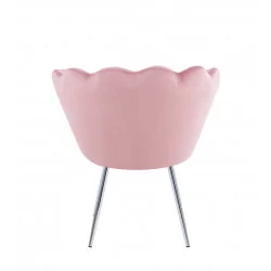 Chaise Coquillage en velours rose – Pieds chromés | Golddeco