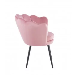 Chaise Coquillage en velours rose – Pieds noirs | Golddeco