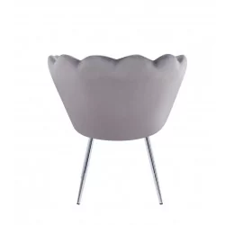Chaise Coquillage en velours gris – Pieds chromés | Golddeco