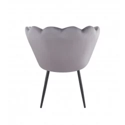 Chaise Coquillage en velours gris – Pieds noirs | Golddeco