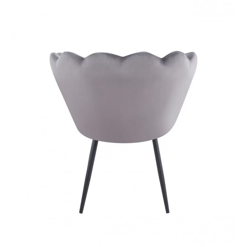 Chaise Coquillage en velours gris – Pieds noirs | Golddeco