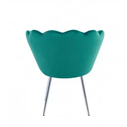 Chaise Coquillage en velours vert émeraude – Pieds chromés | Golddeco