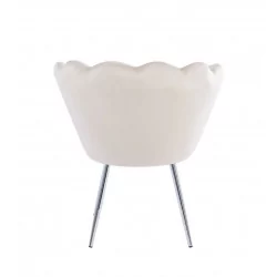 Chaise Coquillage en velours beige – Pieds chromés | Golddeco