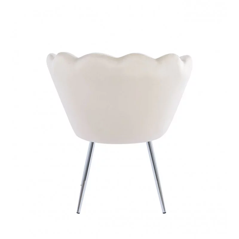 Chaise Coquillage en velours beige – Pieds chromés | Golddeco