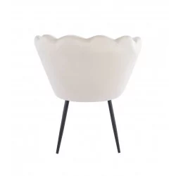 Chaise Coquillage en velours beige – Pieds noirs | Golddeco