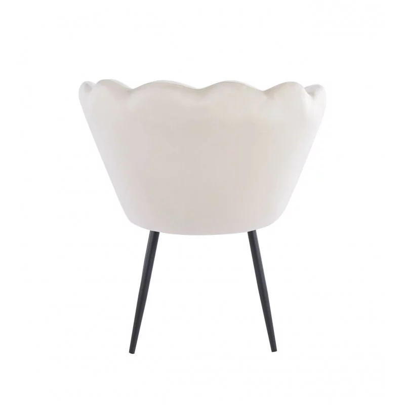Chaise Coquillage en velours beige – Pieds noirs | Golddeco