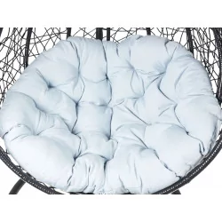 Lot 2 chaises suspendues NEST – Noires & coussins gris (L + XL)