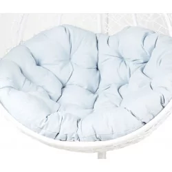 Lot 2 chaises suspendues NEST – Blanches & coussins gris (L + XL)