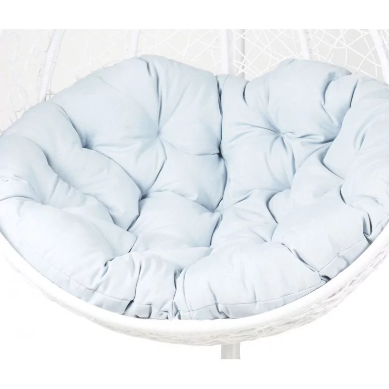 Lot 2 chaises suspendues NEST – Blanches & coussins gris (L + XL)