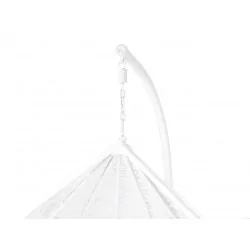 Lot 2 chaises suspendues NEST – Blanches & coussins gris (L + XL)