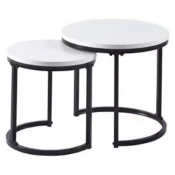 Tables Gigognes Aspect Blanc & Noir – Design Moderne – RONDA