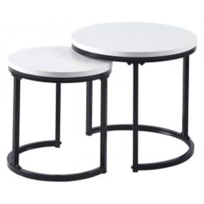 Tables Gigognes Aspect Blanc & Noir – Design Moderne – RONDA