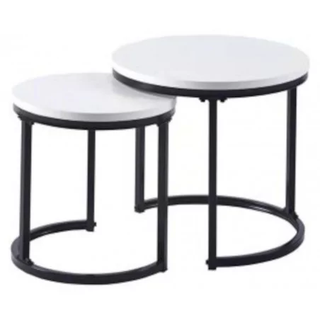 Tables Gigognes Aspect Blanc & Noir – Design Moderne – RONDA
