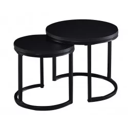 Lot de 2 Tables Gigognes RONDA – Aspect Noir Total