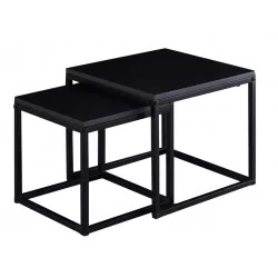 Tables SQUARE Noires – Lot 2 Tables Design Moderne