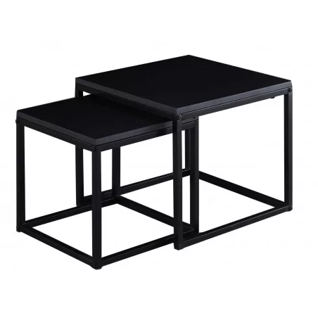 Tables SQUARE Noires – Lot 2 Tables Design Moderne