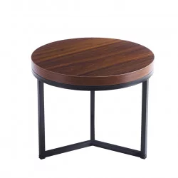 Table Ronde 50 cm Aspect Noyer – Design Élégant Noir