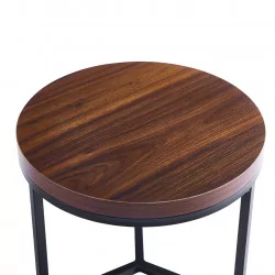 Table Ronde 50 cm Aspect Noyer – Design Élégant Noir