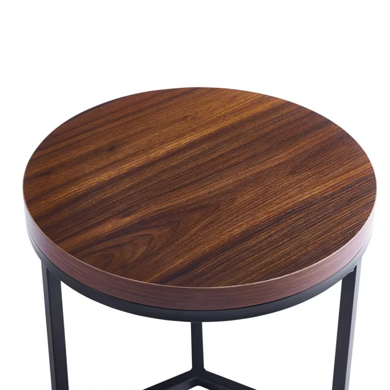 Table Ronde 50 cm Aspect Noyer – Design Élégant Noir