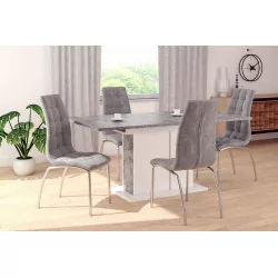 Chaise Joshua velours gris – Pieds chrome | Design & confort Golddeco