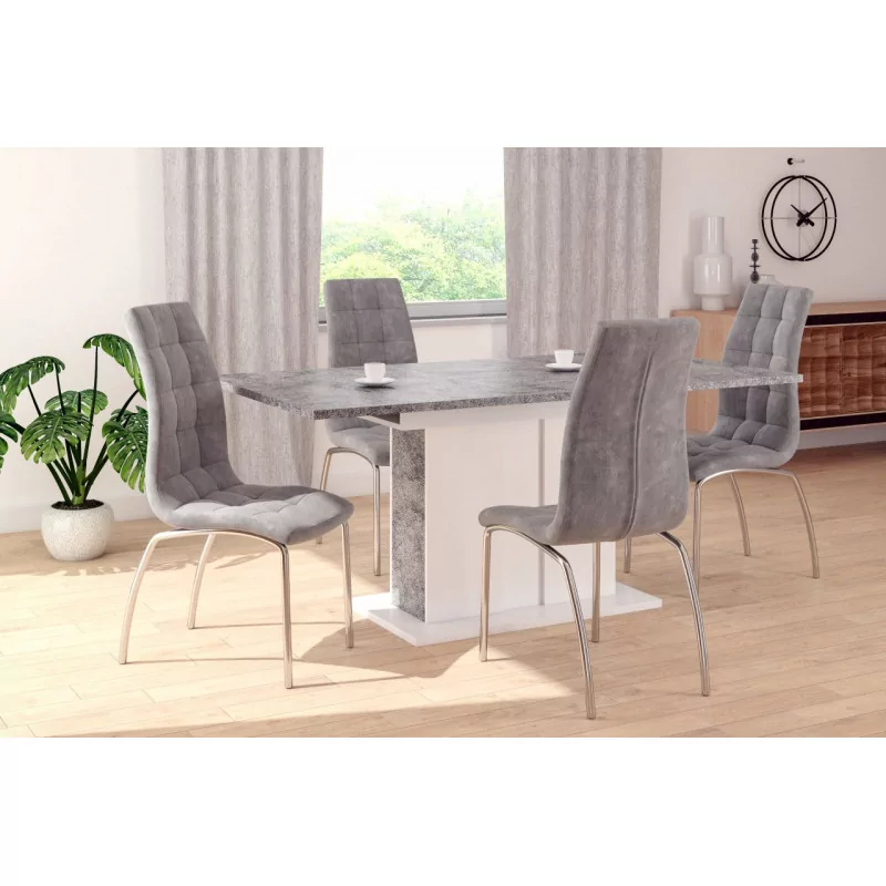 Chaise Joshua velours gris – Pieds chrome | Design & confort Golddeco