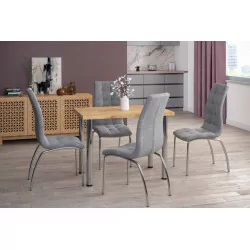 Chaise Joshua velours gris – Pieds chrome | Design & confort Golddeco