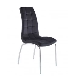 Chaise Joshua velours noir – Pieds chrome | Élégance Golddeco