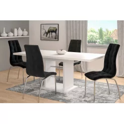 Chaise Joshua velours noir – Pieds chrome | Élégance Golddeco