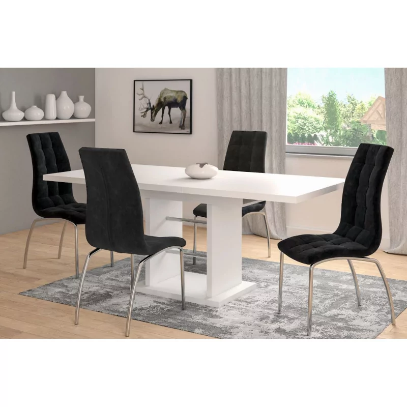 Chaise Joshua velours noir – Pieds chrome | Élégance Golddeco