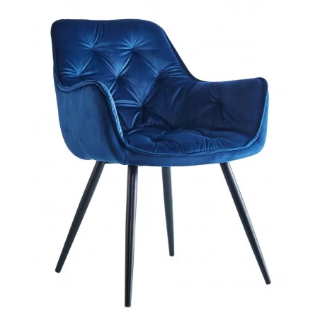 Chaise Milano velours bleu – Élégance moderne Golddeco