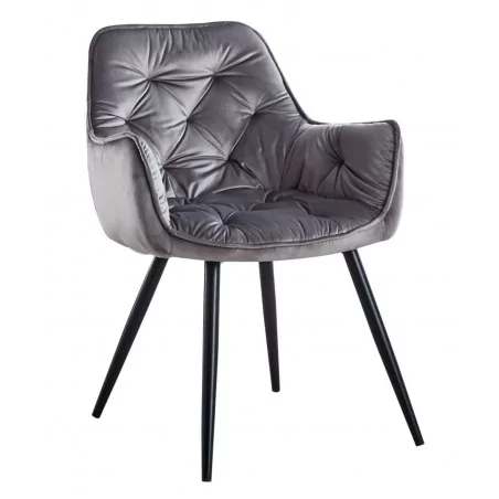 Chaise Milano velours gris perle – Élégance neutre Golddeco