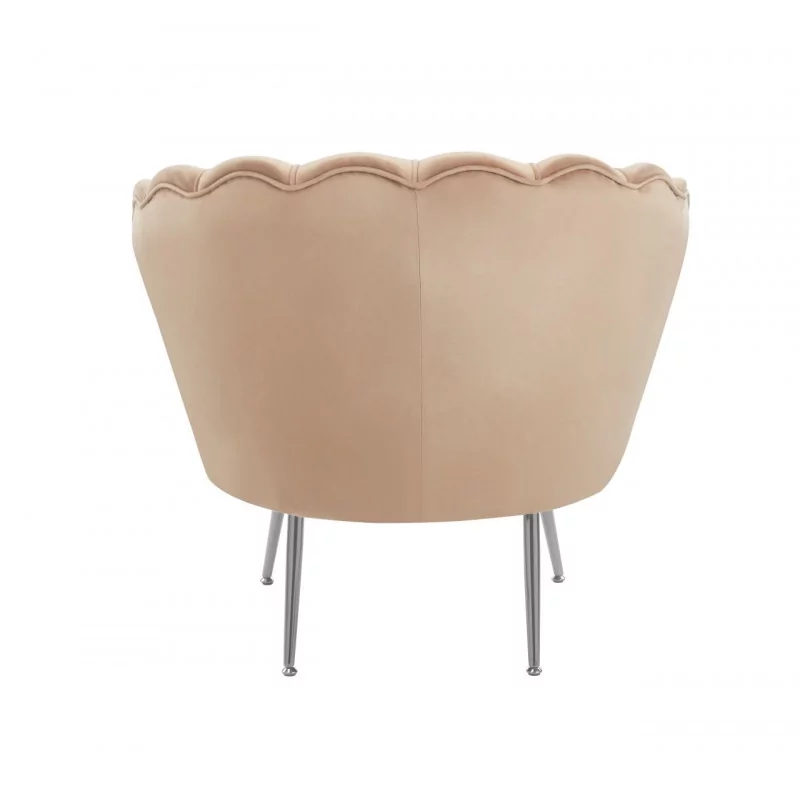 Fauteuil Coquillage en velours marron cappuccino – Pieds argentés | Golddeco