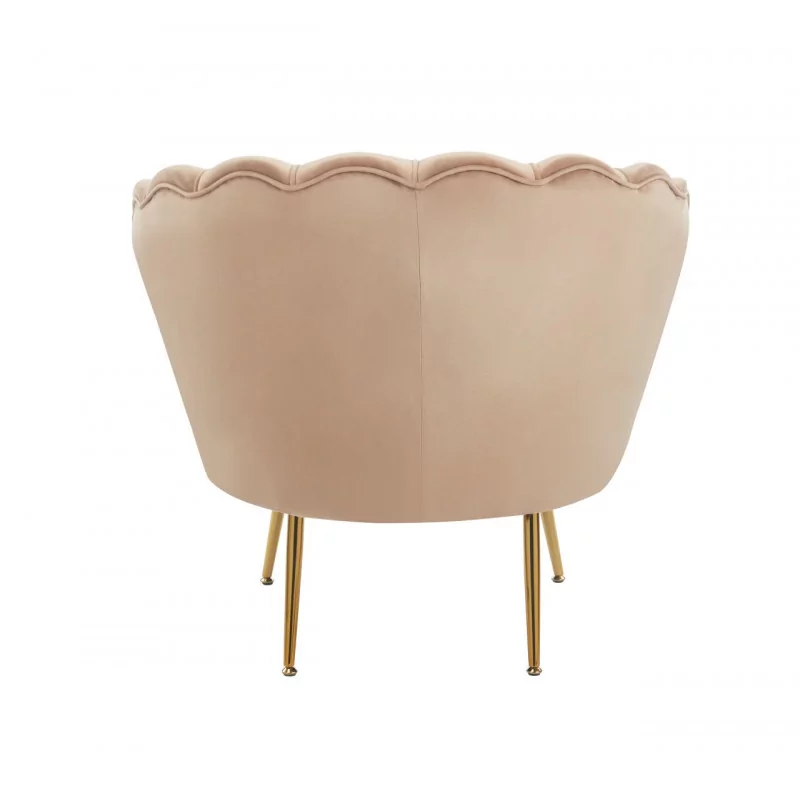 Fauteuil Coquillage en velours marron cappuccino – Pieds dorés | Golddeco