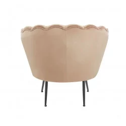 Fauteuil Coquillage en velours marron cappuccino – Pieds noirs | Golddeco